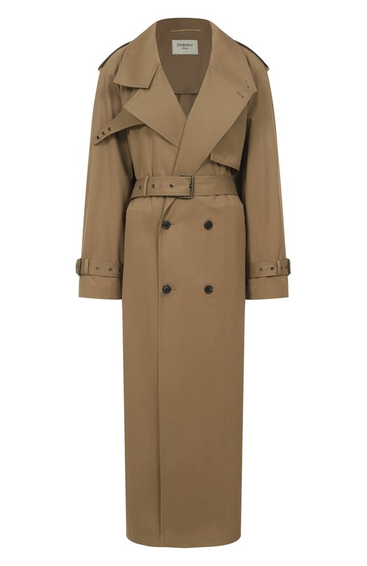 Хлопковый тренч Saint Laurent 824700/YZ9BJ Бежевый 824700/YZ9BJ