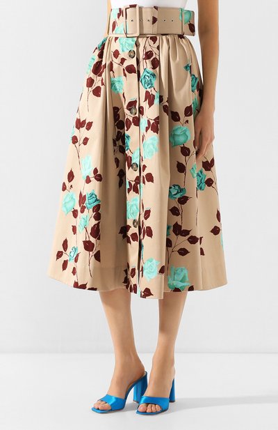 Хлопковая юбка MSGM бежевого цвета по цене 69600 руб., арт. 2841MDD72 207172, фото 3 Хлопковая юбка MSGM, арт. 2841MDD72 207172, фото 3