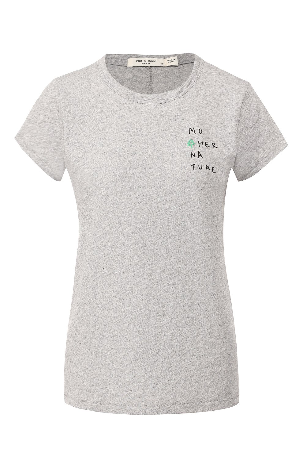 Хлопковая футболка RAG AND BONE серого цвета по цене 14350 руб., арт. W294C36CH, фото 1 Хлопковая футболка RAG AND BONE, арт. W294C36CH, фото 1