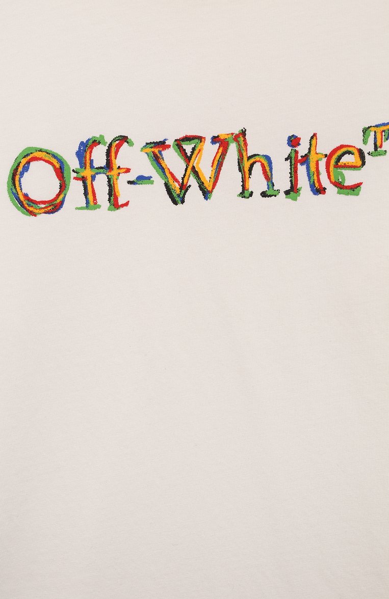 Детская хлопковый лонгслив OFF-WHITE белого цвета, арт. 0BAB001S24JER002/4-10 | Фото 3 (Рукава: Длинные; Материал внешний: Хлопок; Мальчики Кросс-КТ: Лонгслив-одежда; Ростовка одежда: 6 лет | 116 см, 8 лет | 128 см, 10 - 11 лет | 140 - 146см, 4 года | 104 см)