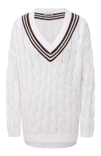Женский свитер из хлопка и льна BRUNELLO CUCINELLI, арт. M70573102