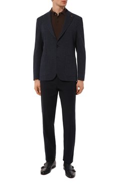 Мужской пиджак из шерсти и хлопка SARTORIA LATORRE темно-синего цвета, арт. JD74/JG106 | Фото 3 (Рукава: Длинные; Материал внешний: Шерсть, Хлопок; Драгоценные камни: Проставлено; Длина (для топов): Стандартные; Материал сплава: Проставлено; Пиджаки М: Прямой; 1-2-бортные: Однобортные; Стили: Классический; Случай: Формальный, Повседневный)
