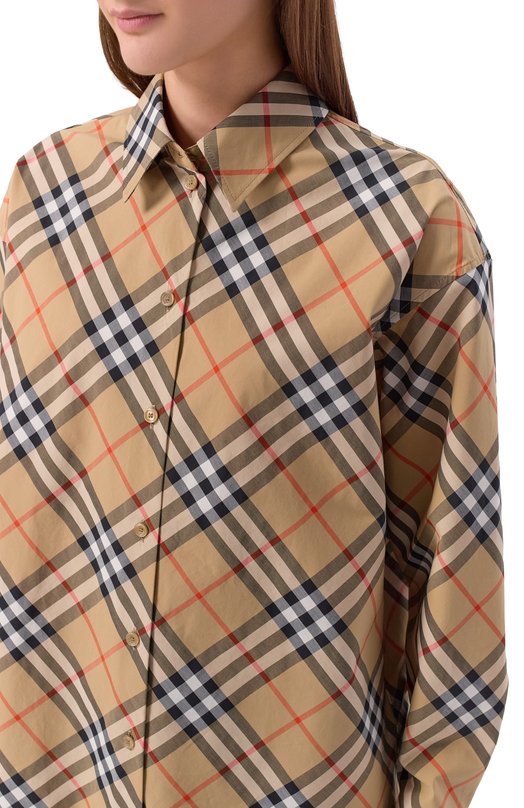 Хлопковая рубашка Burberry 8122443 Бежевый  8122443 Фото 5