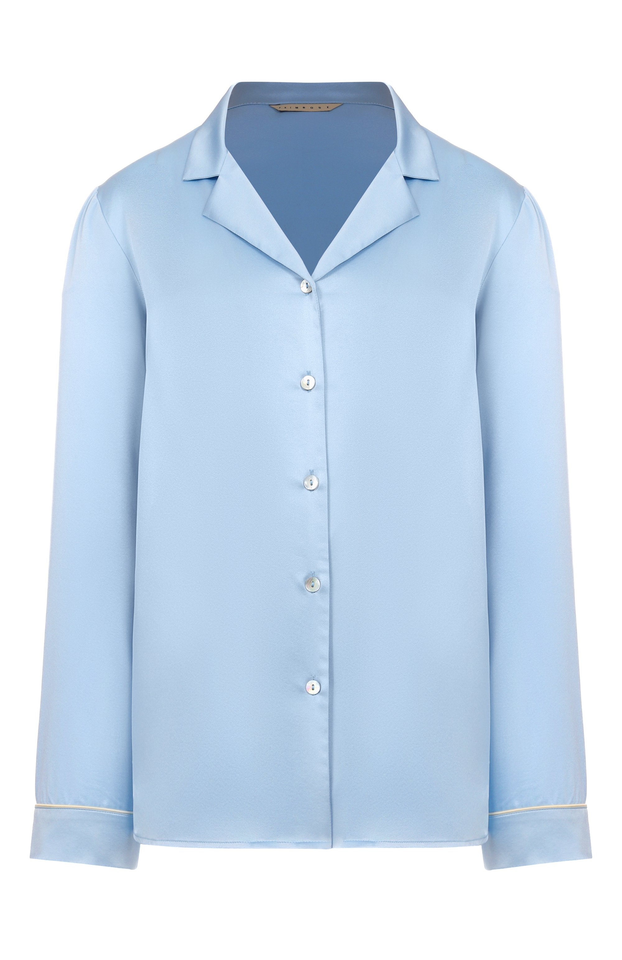 Шелковая рубашка PRIMROSE голубого цвета по цене 19950 руб., арт. 7W.500R.G001, фото 1 Шелковая рубашка PRIMROSE, арт. 7W.500R.G001, фото 1