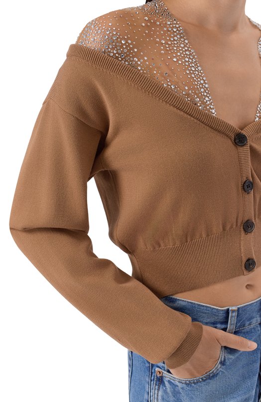 Комбинированный кардиган Giuseppe di Morabito 06PSKNT378XC 16402 Бежевый  06PSKNT378XC 16402 Фото 5