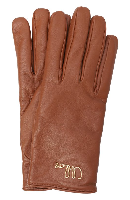 Кожаные перчатки Chloé C24WG020LBR Коричневый C24WG020LBR