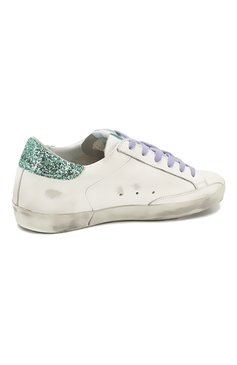 Женские кожаные кеды superstar GOLDEN GOOSE DELUXE BRAND светло-зеленого цвета, арт. G34WS590.N91 | Фото 4 (Материал внутренний: Не назначено, Натуральная кожа; Материал сплава: Проставлено; Материал утеплителя: Без утеплителя; Подошва: Плос�кая; Драгоценные камни: Проставлено; Стили: Кэжуэл; Статус проверки: Проверена категория; Длина стельки: 22,5, 23,2, 23,8, 24,5, 25,2, 25,8, 26,5, 27,2)