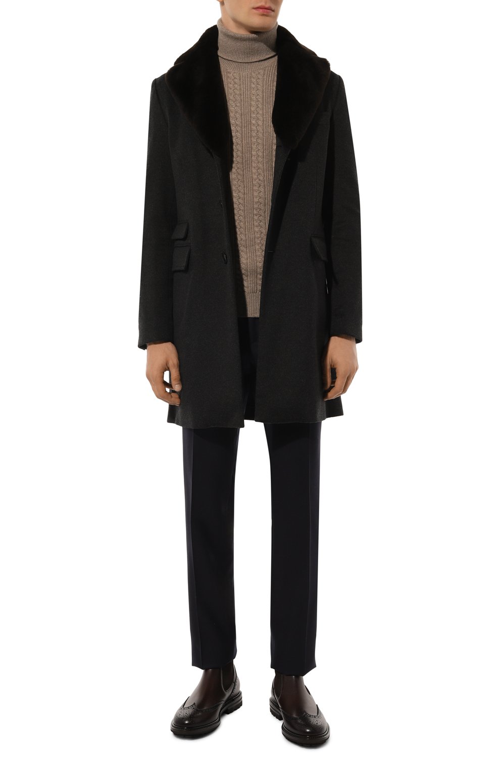 Пальто с воротником из нутрии ANDREA CAMPAGNA, арт. 24U039, фото 2