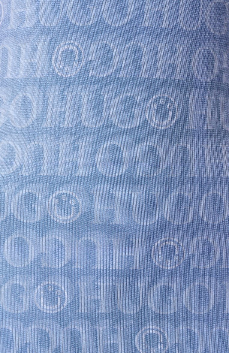 Женское платье HUGO BLUE голубого цвета, арт. 50534704 | Фото 6 (Драгоценные камни: Проставлено; Материал сплава: Проставлено; Длина Ж (юбки, платья, шорты): Мини; Рукава: Длинные; Случай: Повседневный; Стили: Кэжуэл; Женское Кросс-КТ: Платье-одежда; Материал внешний: Синтетический материал)
