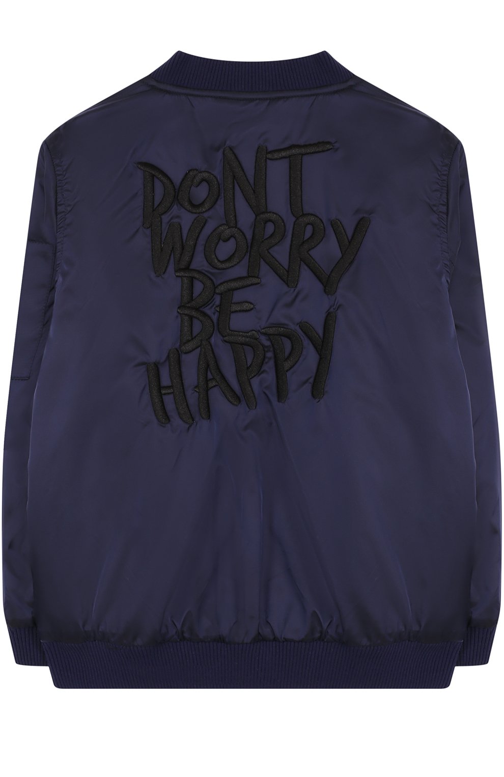 Бомбер с вышивкой на спине SOMETIME SOON синего цвета по цене 8295 руб., арт. 72130170, фото 2 Бомбер с вышивкой на спине SOMETIME SOON, арт. 72130170, фото 2