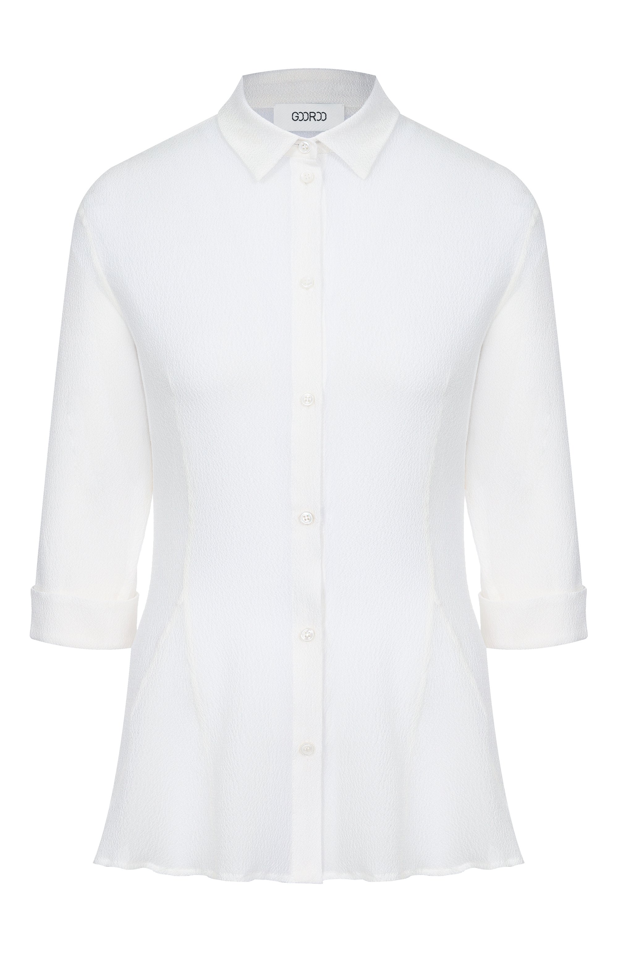 Шелковая блузка GOOROO белого цвета по цене 74520 руб., арт. BL026-2200-101-SS26, фото 1 Шелковая блузка GOOROO, арт. BL026-2200-101-SS26, фото 1