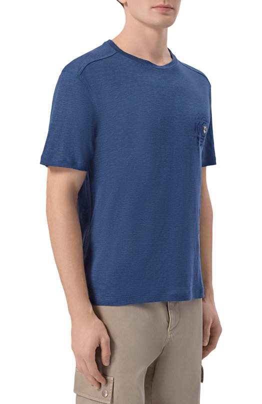Льняная футболка Stefano Ricci MNH5104070/LN Синий  MNH5104070/LN Фото 3