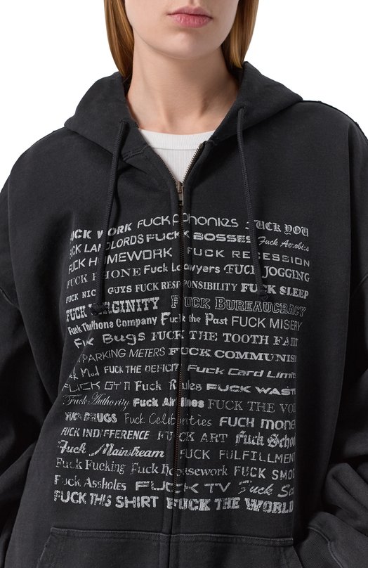 Хлопковая толстовка VETEMENTS ME76ZU211BX/1302 M0LLET0N Чёрный  ME76ZU211BX/1302 M0LLET0N Фото 5