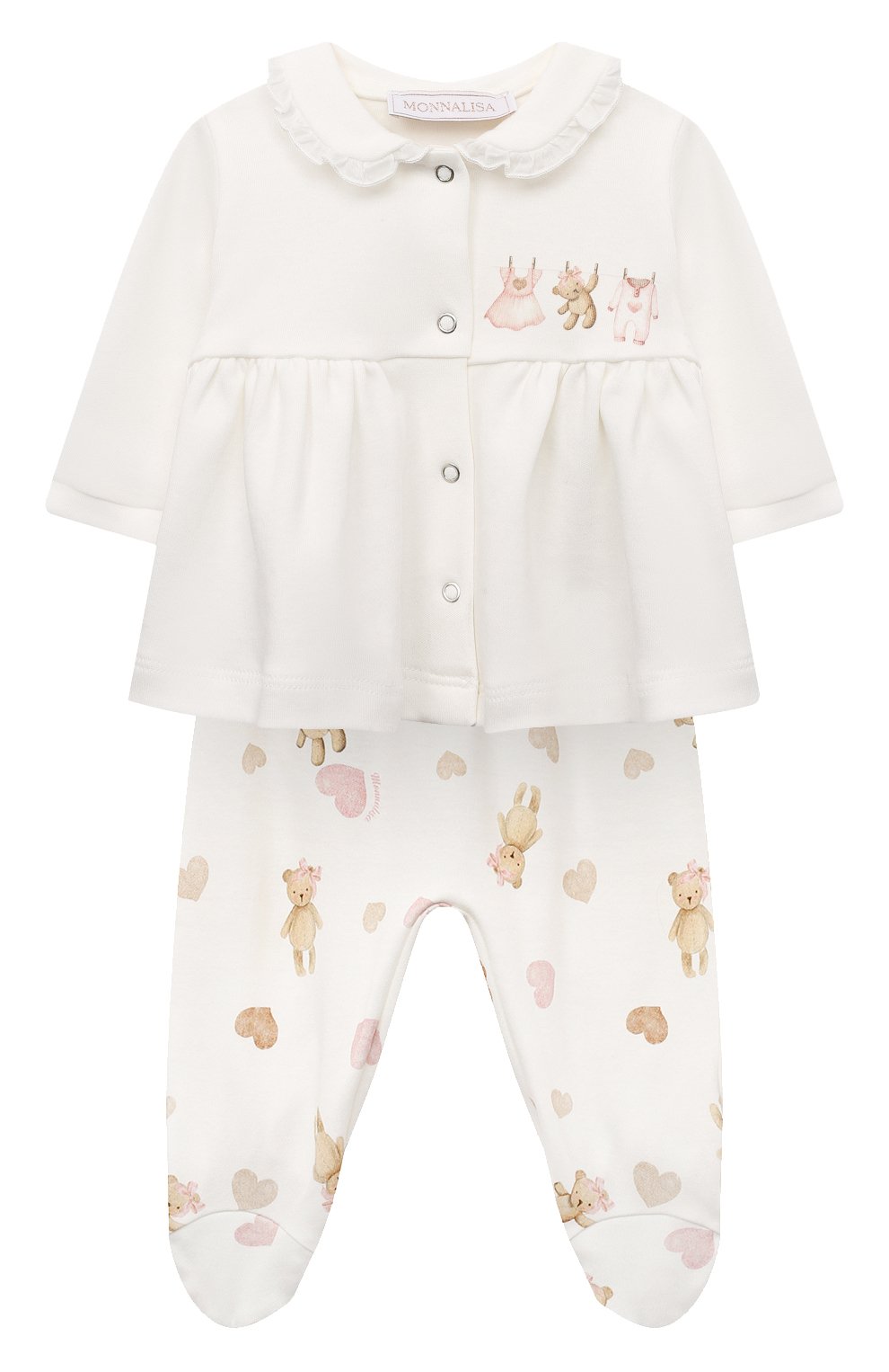 Комплект из распошонки и ползунков MONNALISA белого цвета по цене 17085 руб., арт. 35B507, фото 1 Комплект из распошонки и ползунков MONNALISA, арт. 35B507, фото 1