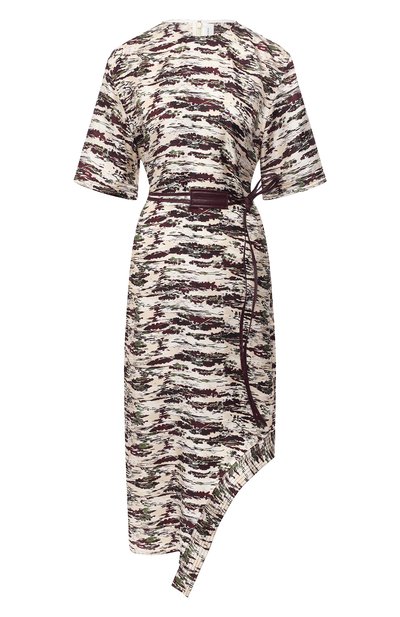 Женское шелковое платье с поясом VICTORIA BECKHAM, арт. DR SHF 6716B PSS19 SILK CAM0 PRINT