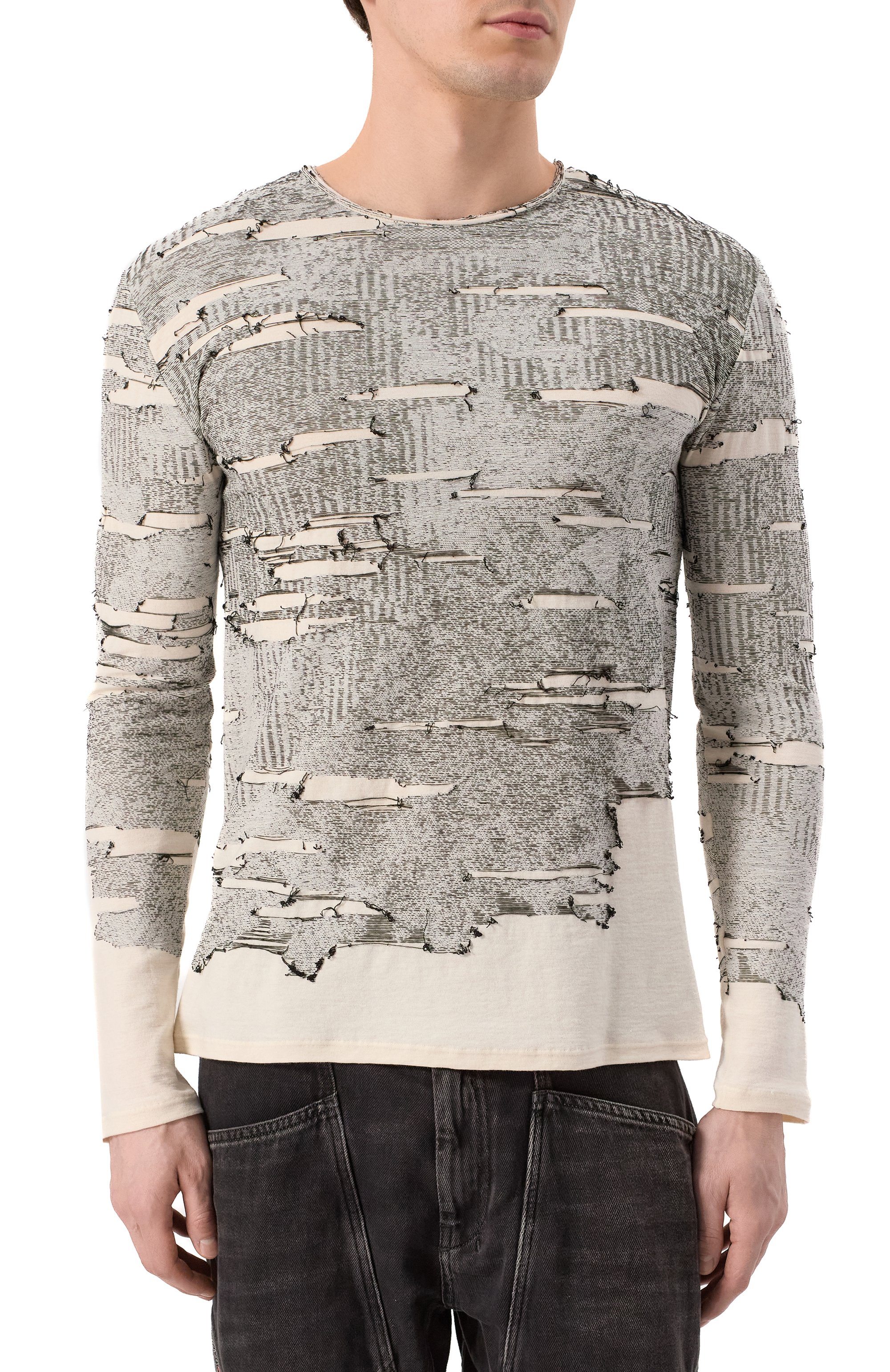 Хлопковый лонгслив DIESEL светло-серого цвета по цене 47700 руб., арт. A18119/0AFBV, фото 3 Хлопковый лонгслив DIESEL, арт. A18119/0AFBV, фото 3