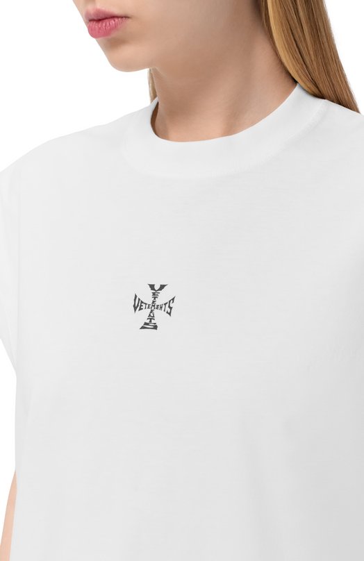 Хлопковая футболка VETEMENTS ME76TR175W/1200 LIGHT JERSEY Белый  ME76TR175W/1200 LIGHT JERSEY Фото 5
