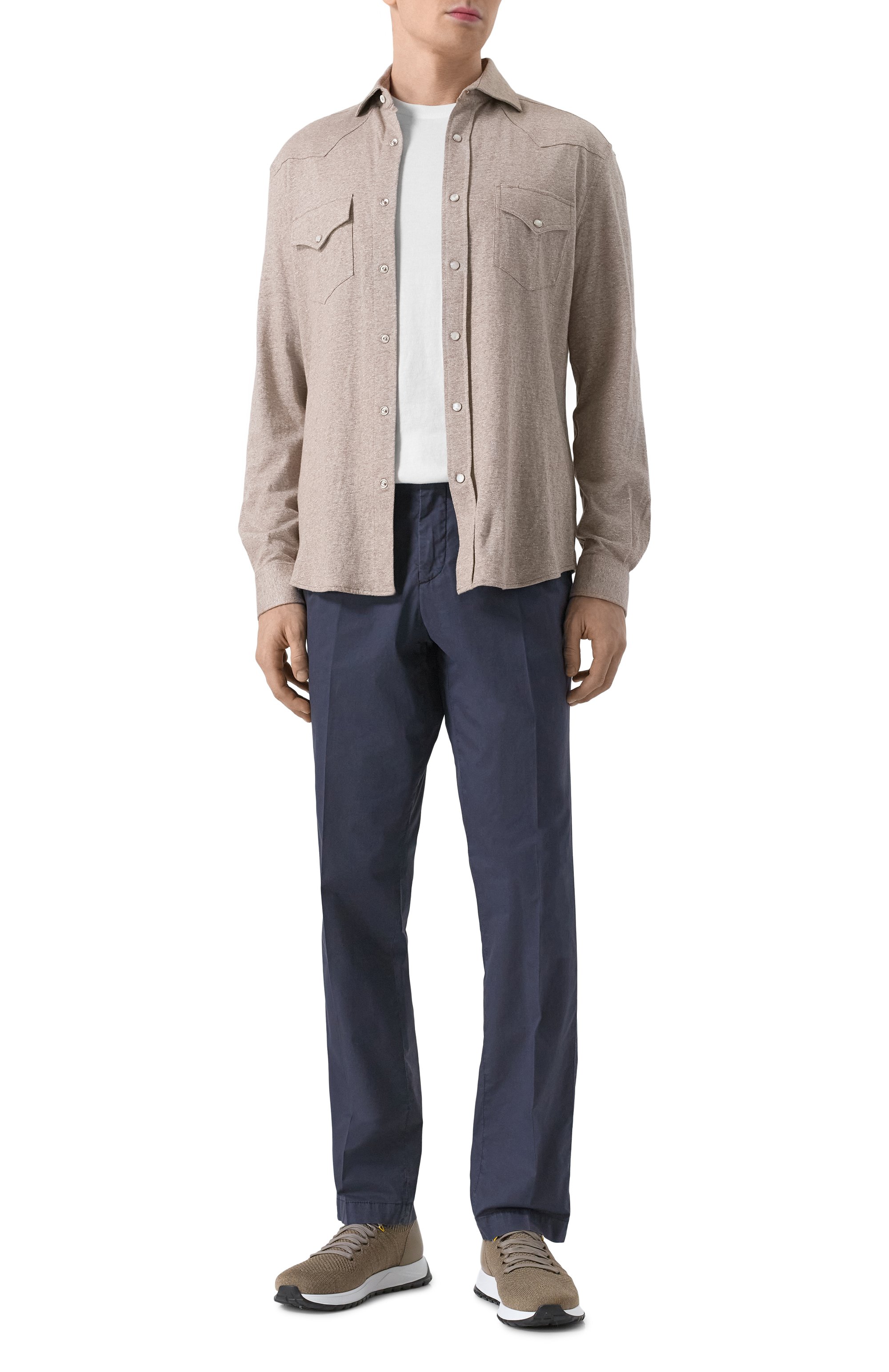 Рубашка изо льна и хлопка BRUNELLO CUCINELLI, арт. MW8356666, фото 2