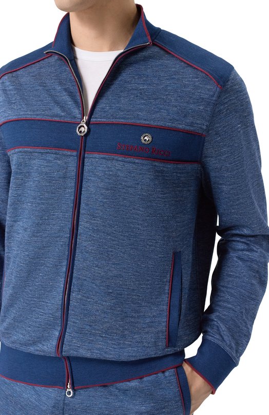 Толстовка из шелка и льна Stefano Ricci K919052R31/T26103 Синий  K919052R31/T26103 Фото 5