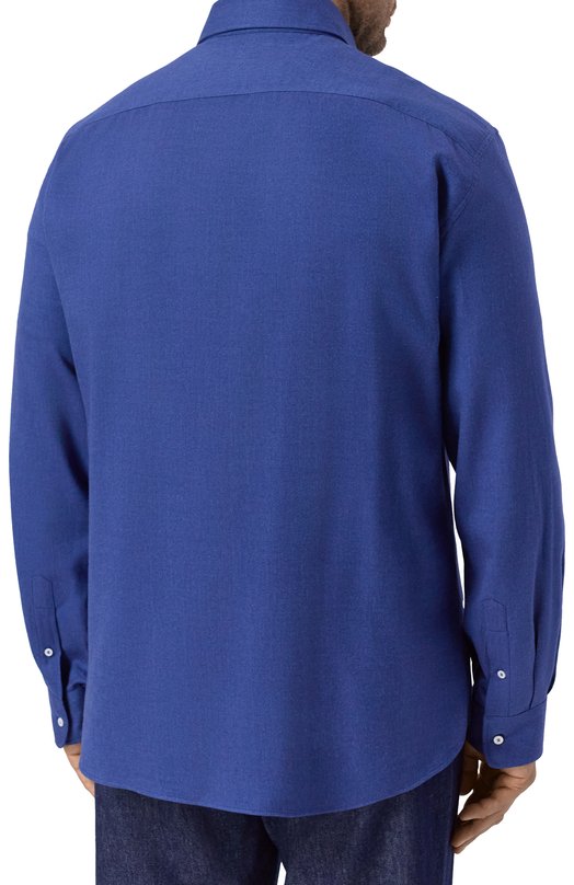 Рубашка из хлопка и лиоцелла Brunello Cucinelli MY6370627 Синий  MY6370627 Фото 4