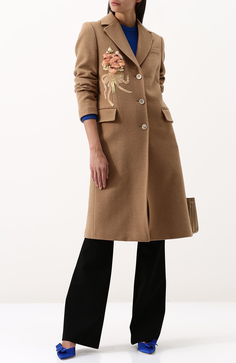 Однотонное шерстяное пальто с  декоративной отделкой GUCCI, арт. 495135/ZKK51, фото 2