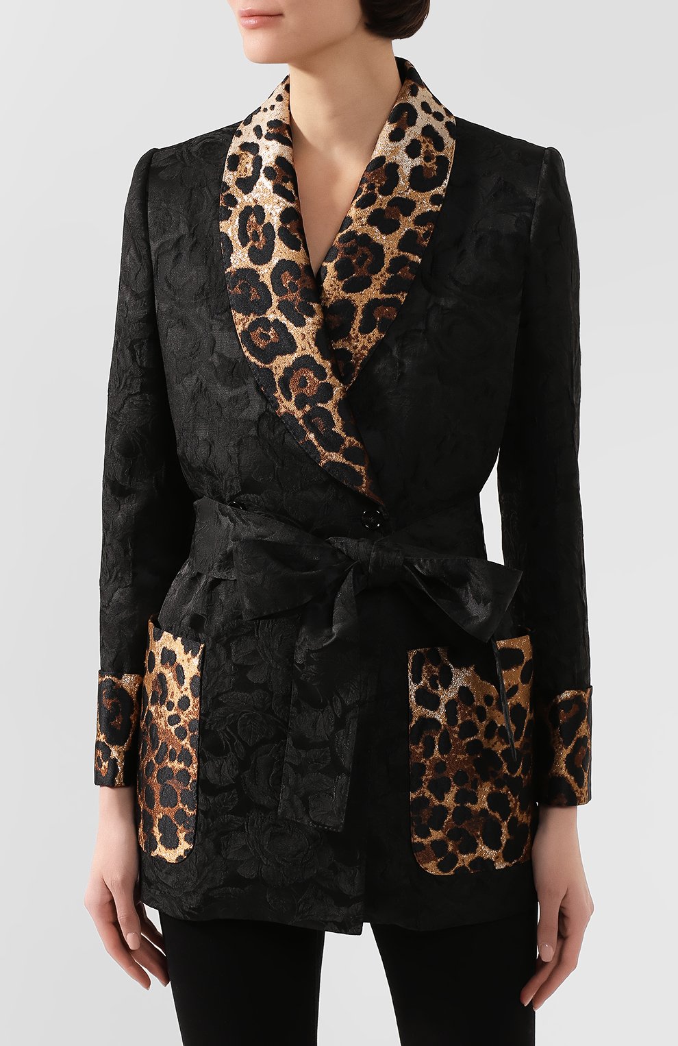 Жакет с поясом DOLCE & GABBANA черного цвета по цене 385500 руб., арт. F29DHT/FJRDJ, фото 3 Жакет с поясом DOLCE & GABBANA, арт. F29DHT/FJRDJ, фото 3