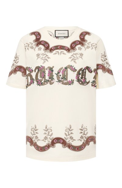 Женская хлопковая футболка GUCCI, арт. 580762/XJBUL