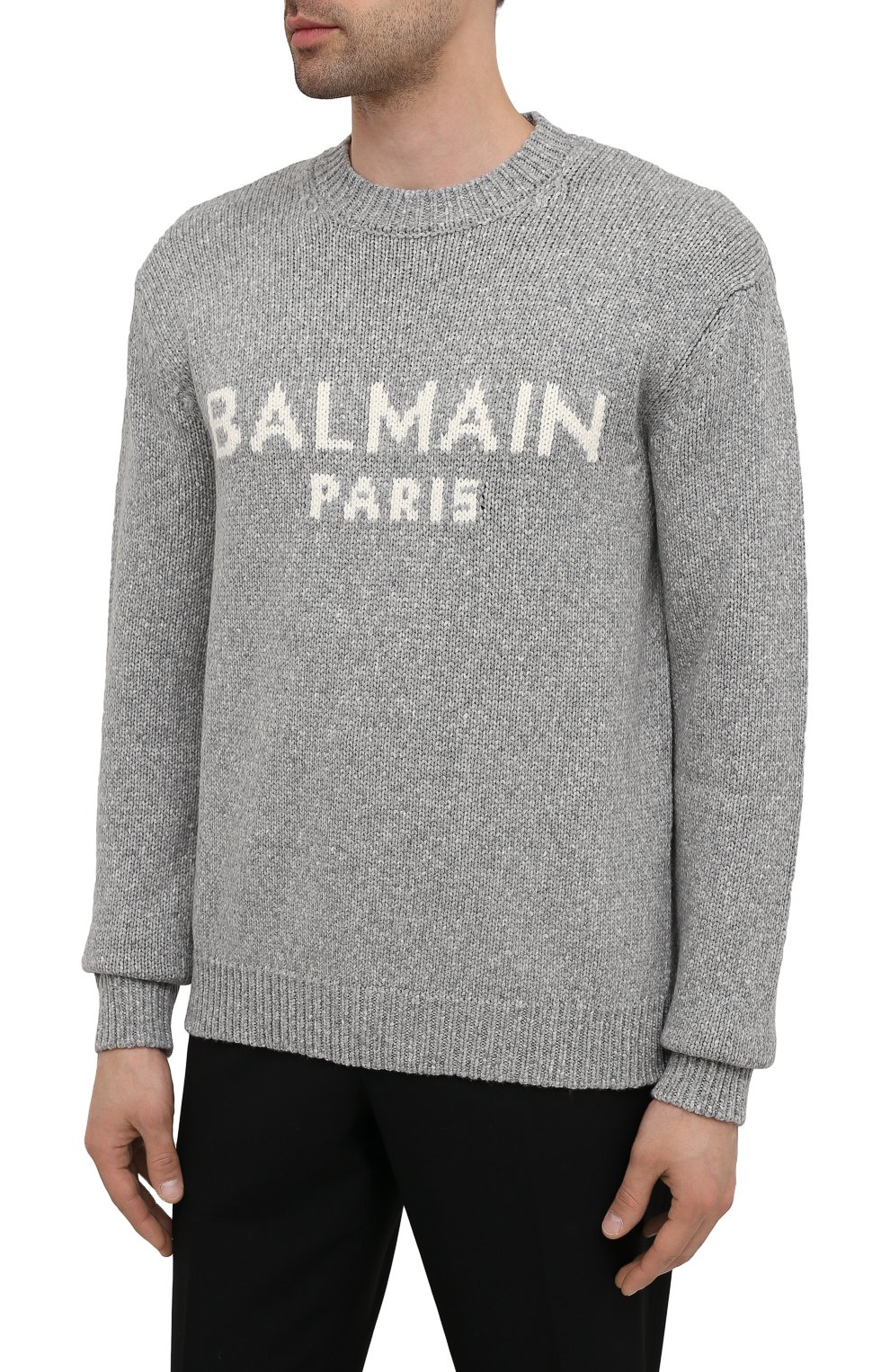 Шерстяной свитер BALMAIN серого цвета по цене 95650 руб., арт. WH1KD000/K027, фото 3 Шерстяной свитер BALMAIN, арт. WH1KD000/K027, фото 3