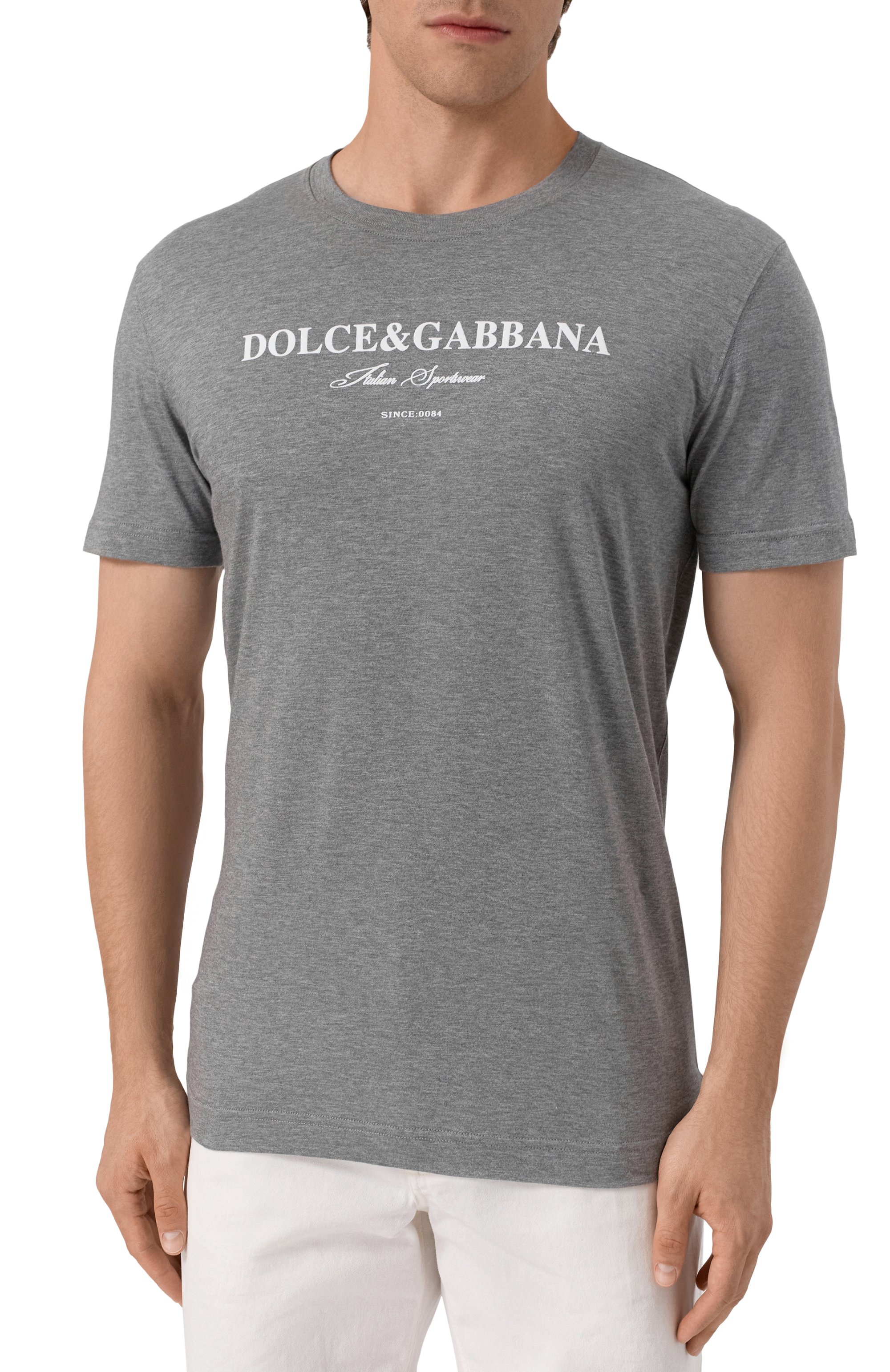 Хлопковая футболка DOLCE & GABBANA серого цвета по цене 59250 руб., арт. G8RN8T/G709Y, фото 3 Хлопковая футболка DOLCE & GABBANA, арт. G8RN8T/G709Y, фото 3
