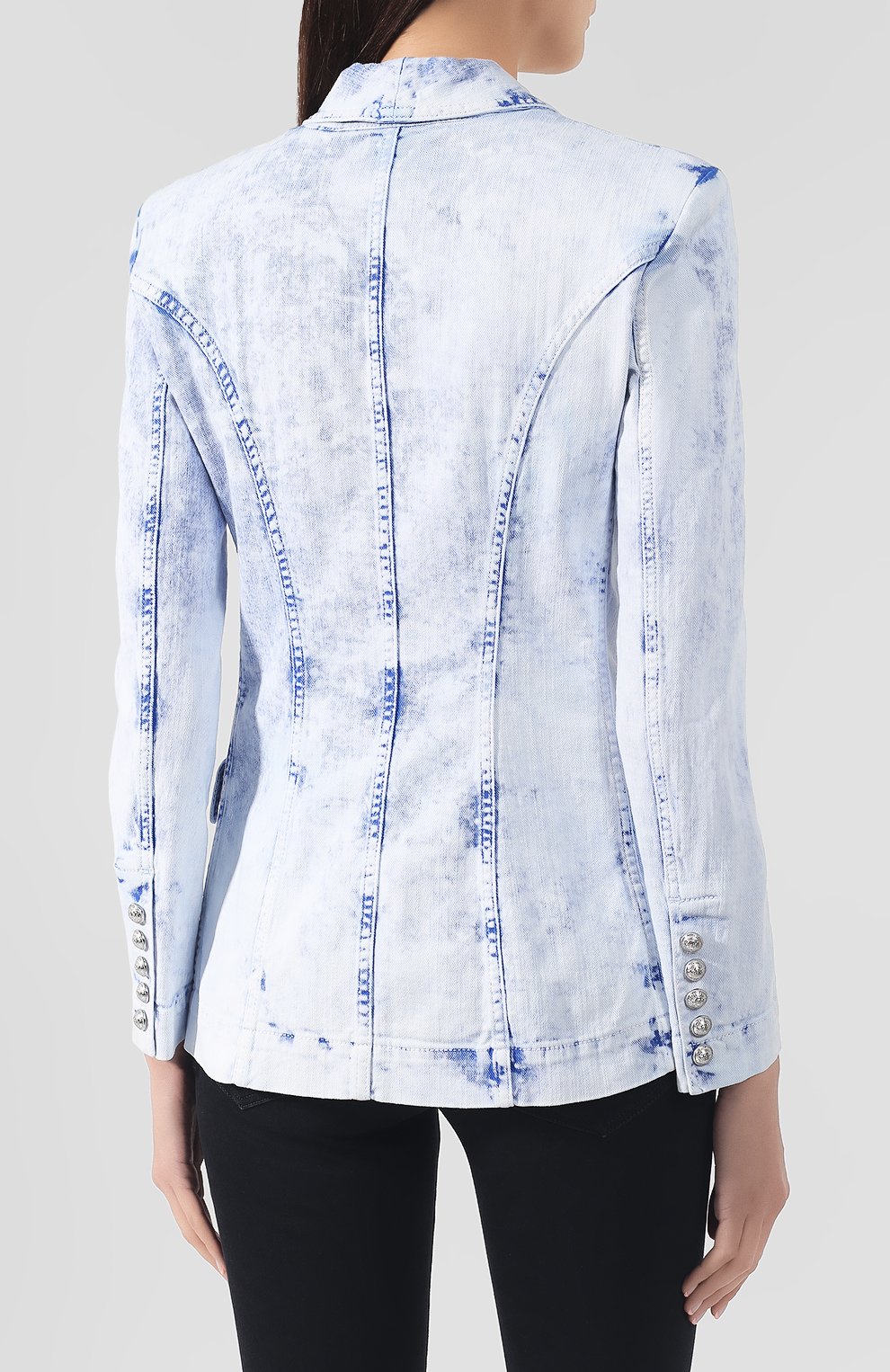 Двубортный жакет BALMAIN голубого цвета по цене 214500 руб., арт. SF17859/D070, фото 4 Двубортный жакет BALMAIN, арт. SF17859/D070, фото 4