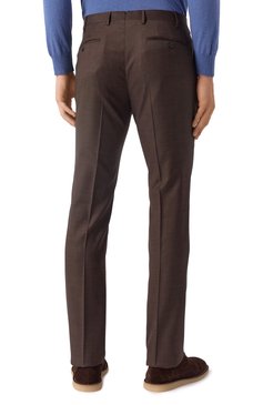 Мужские шерстяные брюки CORNELIANI коричневого цвета, арт. 255B01-2517087 | Фото 4 (Драгоценные камни: Проставлено; Длина (брюки, джинсы): Стандартные; Материал сплава: Проставлено; Материал внешний: Шерсть; Случай: Повседневный, Формальный; Стили: Кэжуэл)
