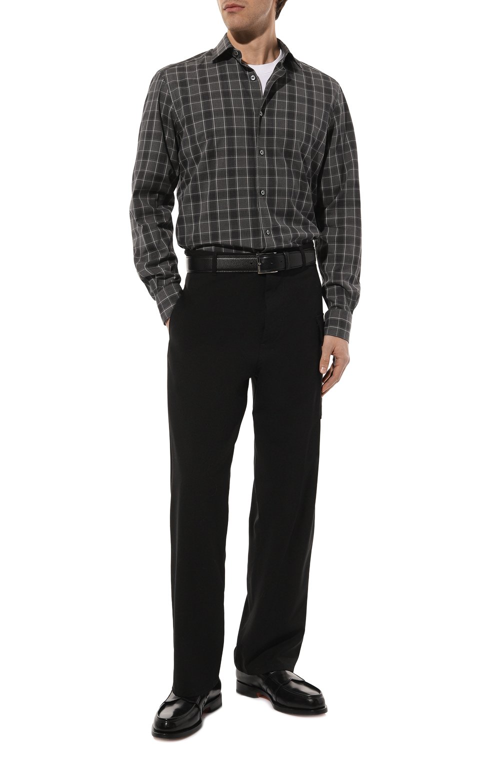 Хлопковая рубашка ZEGNA темно-серого цвета по цене 49950 руб., арт. UCX21A6/SRF5, фото 2 Хлопковая рубашка ZEGNA, арт. UCX21A6/SRF5, фото 2