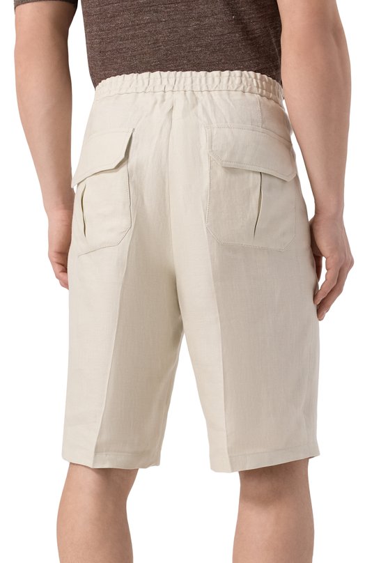 Льняные шорты Corneliani 254593-2514108 Кремовый  254593-2514108 Фото 4