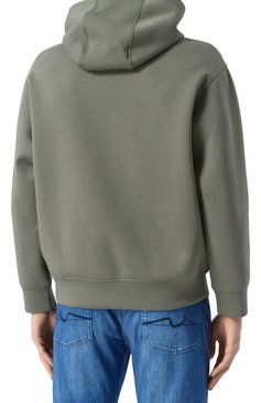 Мужской хлопковое худи EMPORIO ARMANI хаки цвета, арт. EM001692/AF10013 | Фото 4 (Материал сплава: Проставлено; Длина (для топов): Стандартные; Материал внешний: Хлопок; Драгоценные камни: Проставлено; Рукава: Длинные; Мужское Кросс-КТ: Худи-одежда; Принт: С принтом; Стили: Спорт-шик, Милитари)
