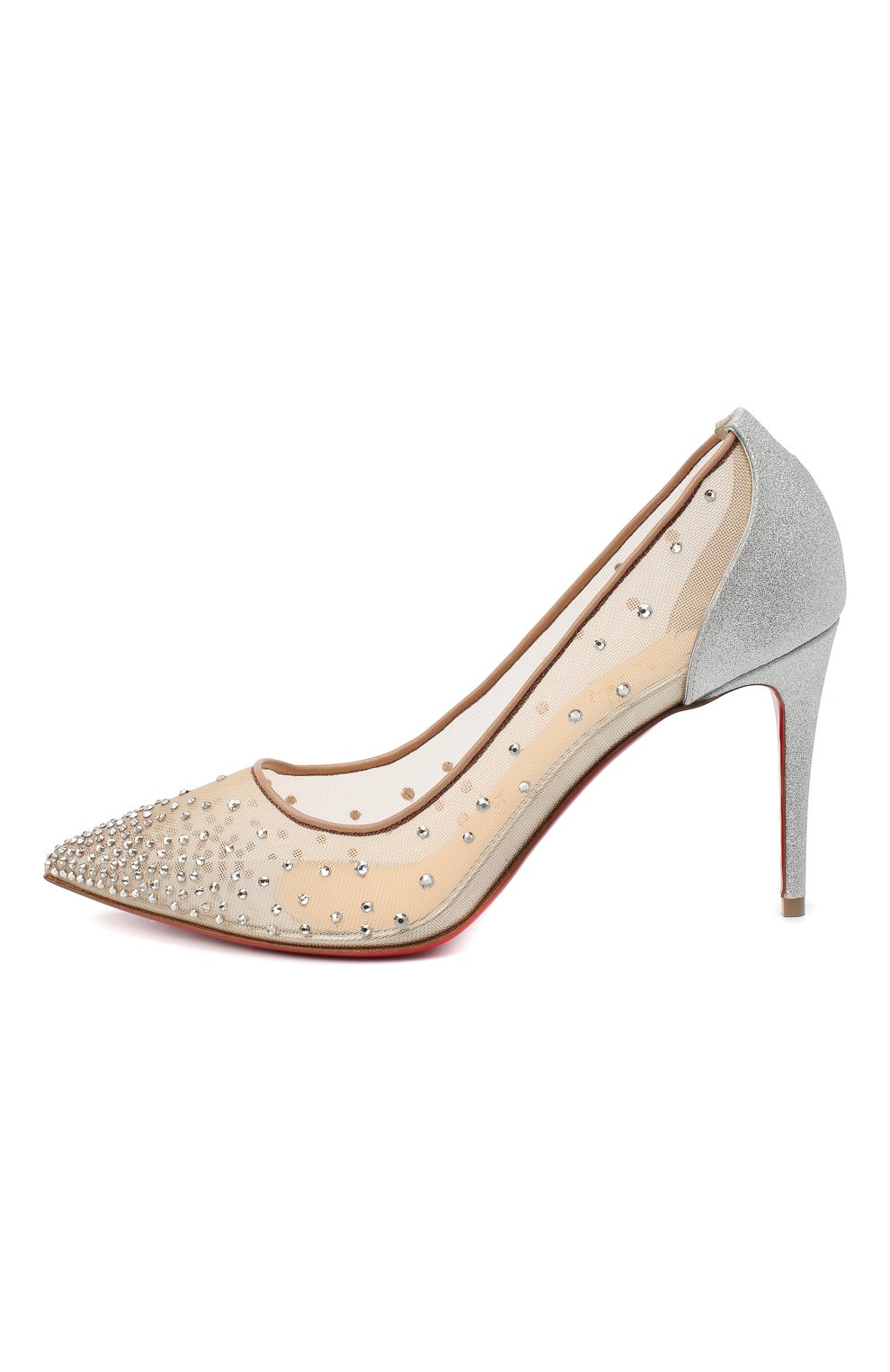 Текстильные туфли follies strass 85 CHRISTIAN LOUBOUTIN, арт. follies strass 85 rete/glitter mini/specchio, фото 3