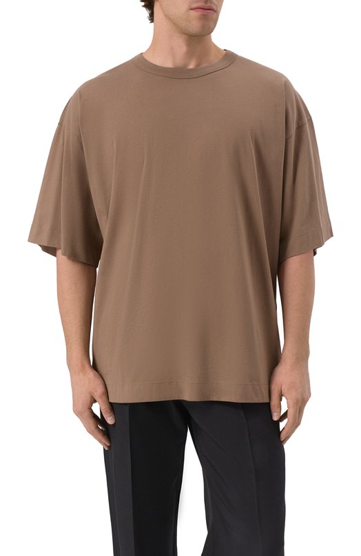 Хлопковая футболка Dries Van Noten 251-021102-1600 Коричневый  251-021102-1600 Фото 3