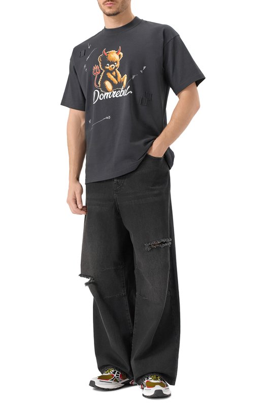 Хлопковая футболка DOMREBEL M DIABL0 BEAR/T-SHIRT Серый  M DIABL0 BEAR/T-SHIRT Фото 2