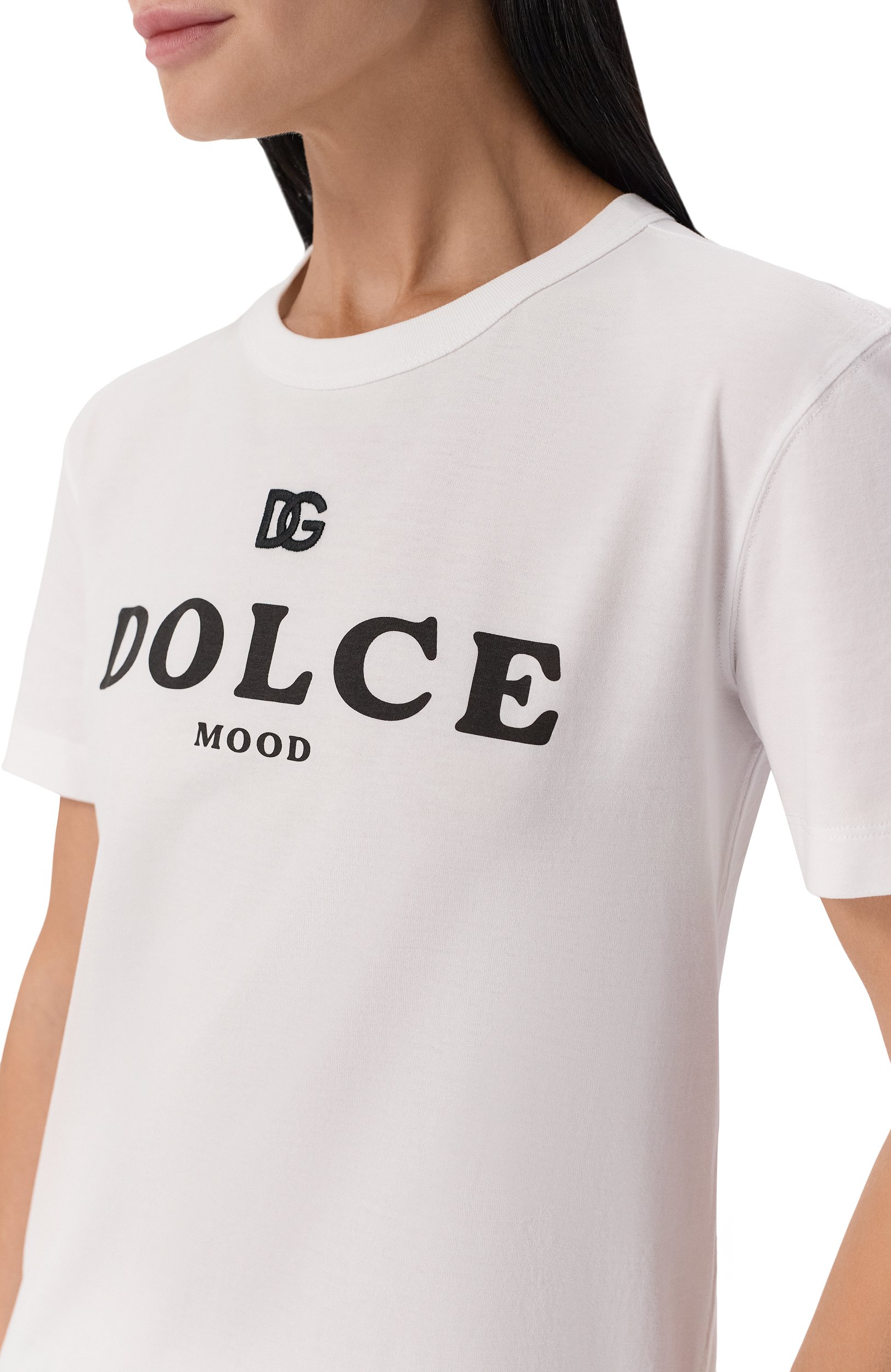 Хлопковая футболка DOLCE & GABBANA белого цвета по цене 65200 руб., арт. F8W56Z/FU7EQ, фото 5 Хлопковая футболка DOLCE & GABBANA, арт. F8W56Z/FU7EQ, фото 5