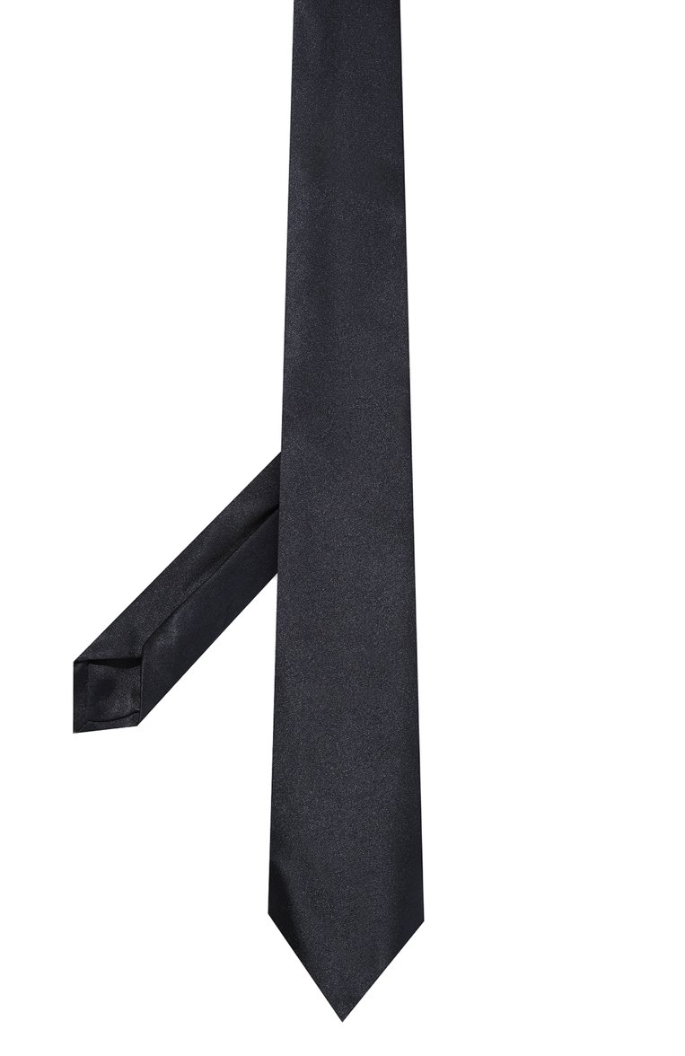 Мужской шелковый галстук LUIGI BORRELLI темно-синего цвета, арт. CR1432 | Фото 3 (Материал: Текстиль, Шелк; Принт: Без принта; Материал сплава: Проставлено; Нос: Не проставлено)