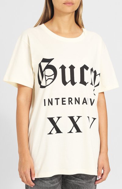 Хлопковая футболка с круглым вырезом и принтом GUCCI, арт. 492347/X3P07, фото 3