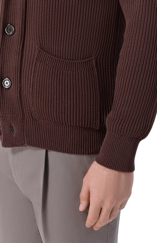 Хлопковый кардиган Andrea Campagna M5426-8074 Коричневый  M5426-8074 Фото 5