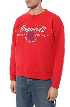 Мужской х�лопковый свитшот DSQUARED2 красного цвета, арт. S71GU0632/S25030 | Фото 3 (Рукава: Длинные; Длина (для топов): Стандартные; Принт: С принтом; Мужское Кросс-КТ: свитшот-одежда; Материал сплава: Проставлено; Материал внешний: Хлопок; Драгоценные камни: Проставлено; Стили: Кэжуэл)