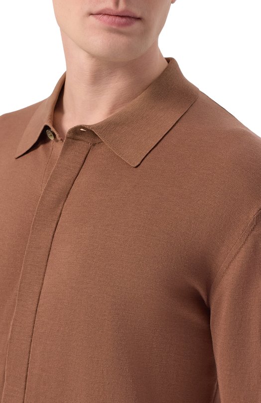 Рубашка из шелка и хлопка 12 STOREEZ 136303 Коричневый  136303 Фото 5