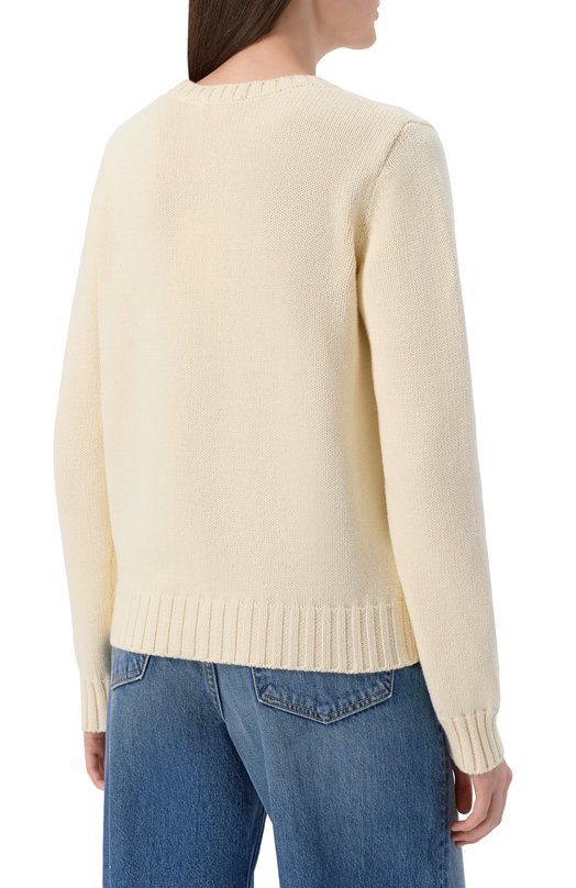 Хлопковый пуловер Sporty and Rich WS06565245WH37 Кремовый  WS06565245WH37 Фото 4