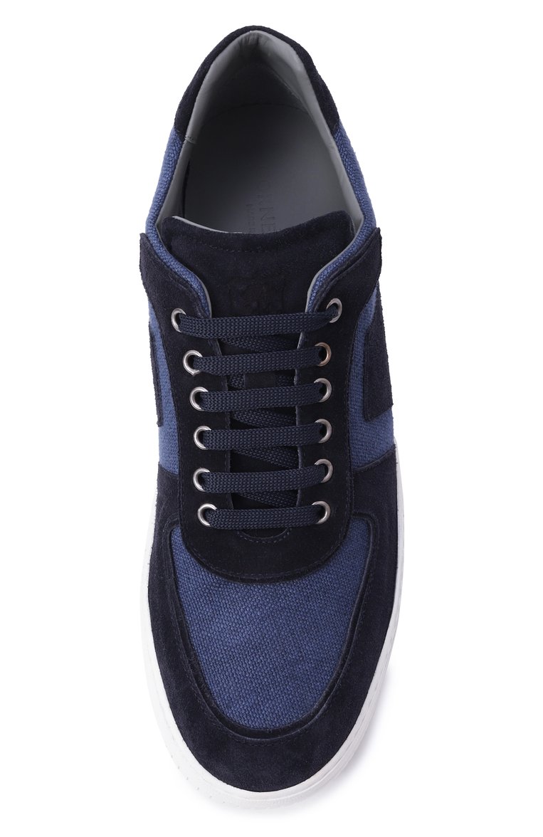 Мужские комбинированные кеды CORNELIANI синего цвета, арт. 25TM70-2520911 | Фото 6 (Материал внешний: Натуральная кожа, Текстиль; Подошва: Массивная; Материал внутренний: Натуральная кожа; Стили: Классический; Кросс-КТ: Низкие; Материал утеплителя: Без утеплителя)