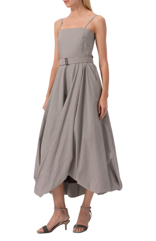 Хлопковое платье Brunello Cucinelli MH768A5339 Коричневый  MH768A5339 Фото 3