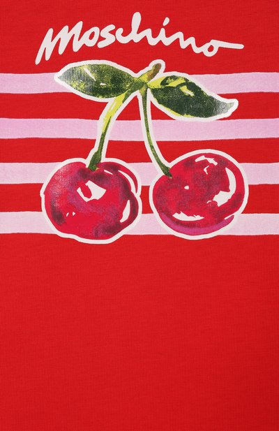 Хлопковая футболка MOSCHINO красного цвета по цене 11150 руб., арт. HDM06Y/LAA02_001, фото 3 Хлопковая футболка MOSCHINO, арт. HDM06Y/LAA02_001, фото 3