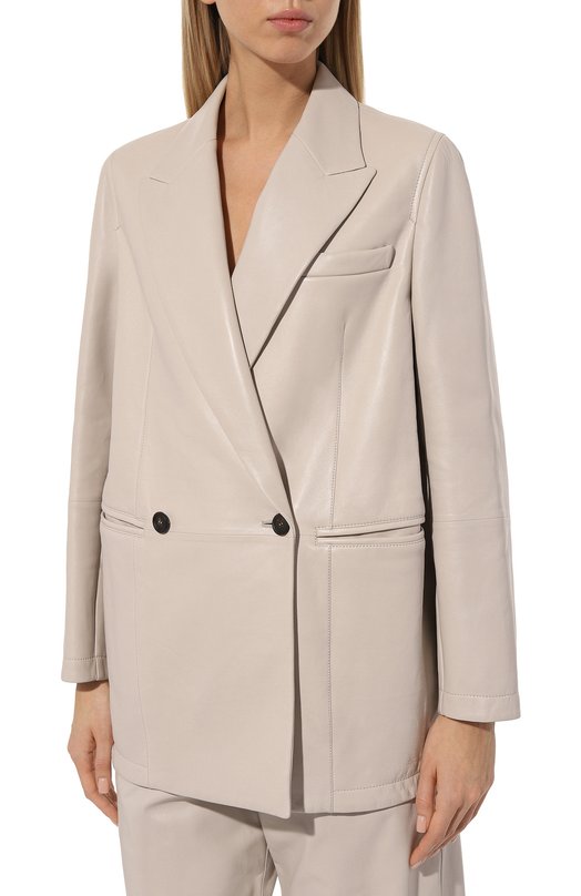 Кожаный жакет Brunello Cucinelli MPNGI7464 Серый  MPNGI7464 Фото 3