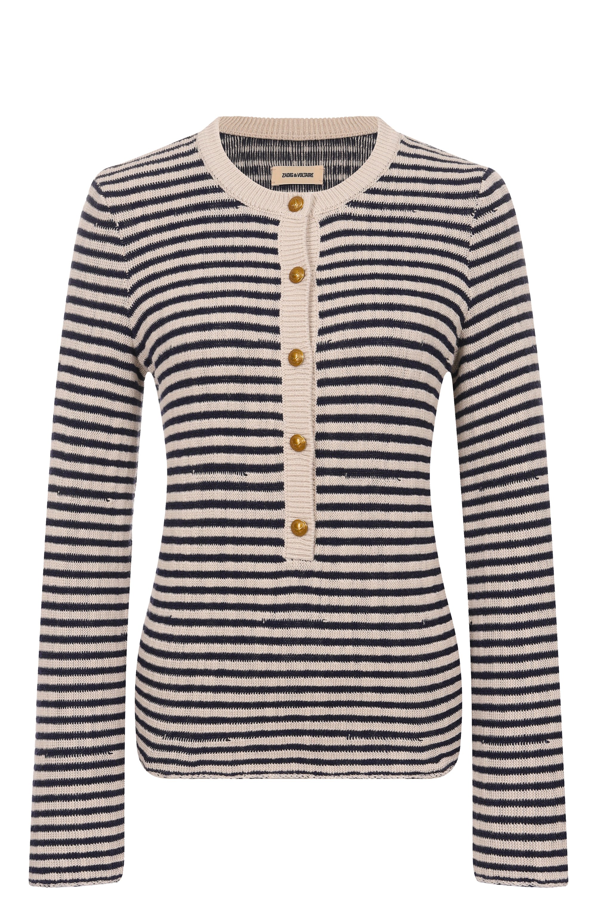 Пуловер из хлопка и вискозы ZADIG AND VOLTAIRE синего цвета по цене 37800 руб., арт. KWSW02706, фото 1 Пуловер из хлопка и вискозы ZADIG AND VOLTAIRE, арт. KWSW02706, фото 1