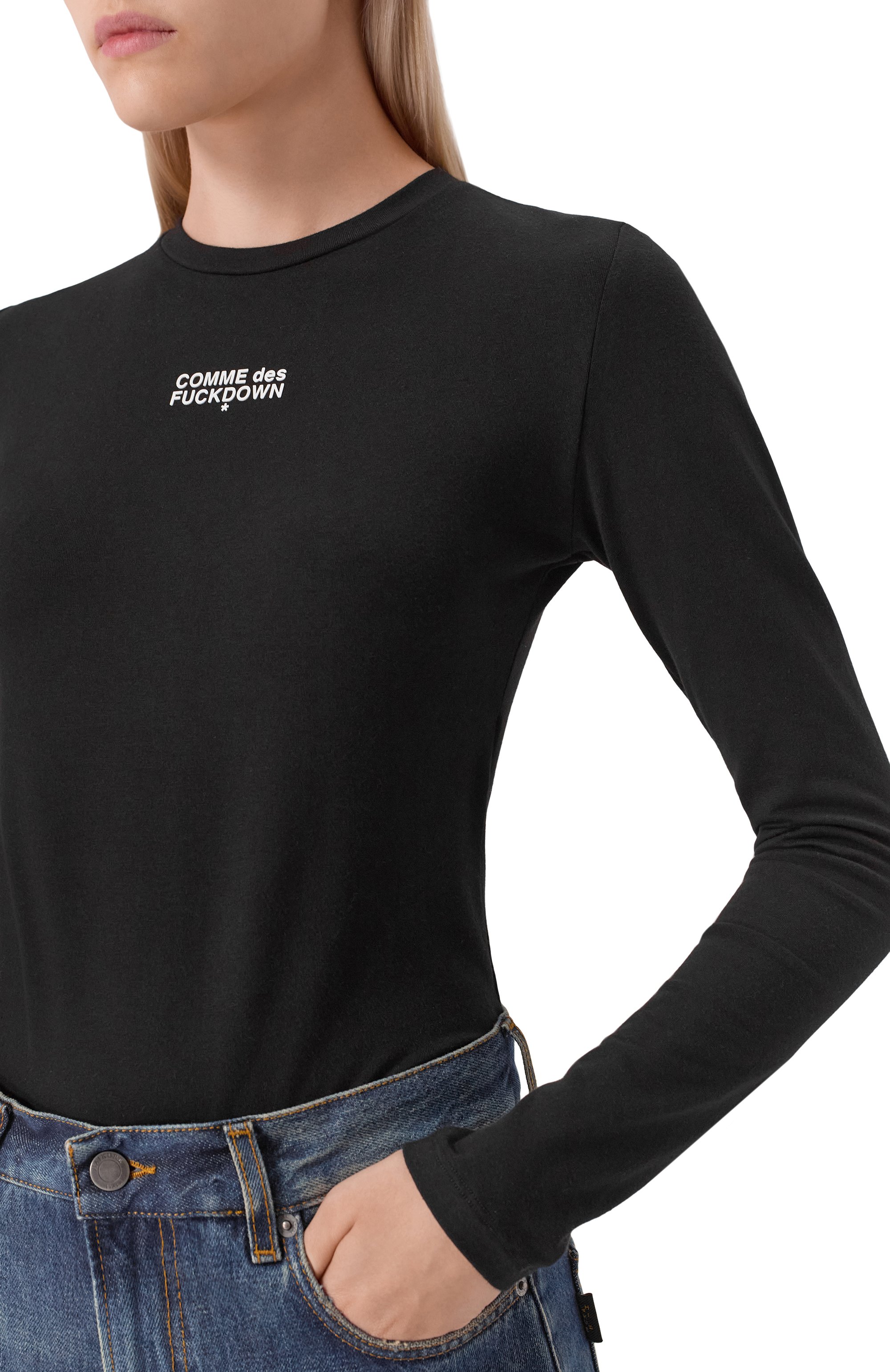 Хлопковое боди COMME DES FUCKDOWN черного цвета по цене 6725 руб., арт. CFABW01383, фото 5 Хлопковое боди COMME DES FUCKDOWN, арт. CFABW01383, фото 5